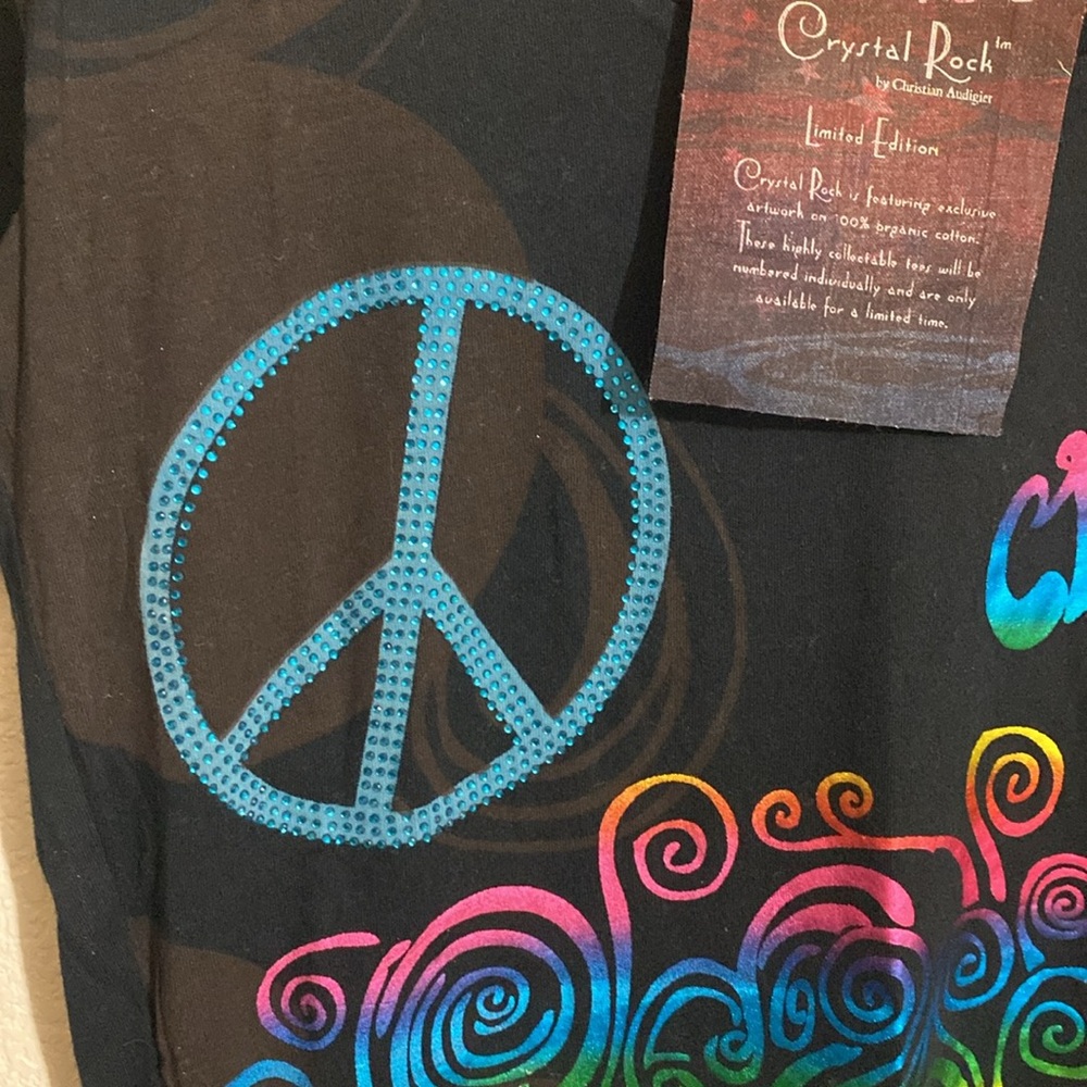 CHRISTIAN AUDIGIER Crystal Rock 60's Style Cotton Tunic Top w Rhinestones Size M - Picture 5 of 8